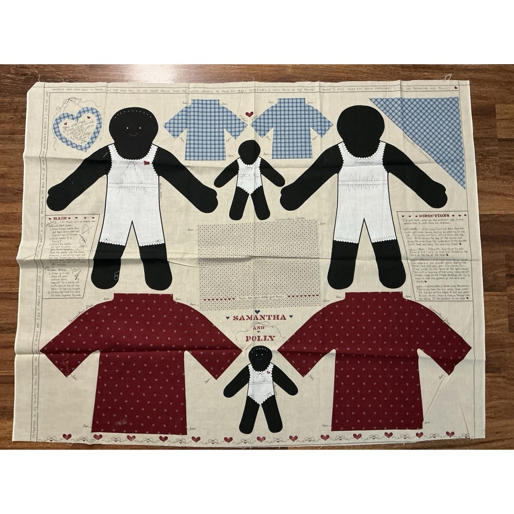 Vtg Samantha And Polly Fabric Panel Cut & Sew Rag Dolls